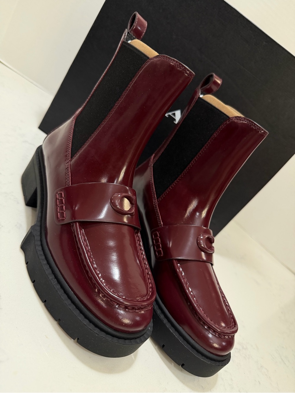 Authentic Coach Retail Burgundy Leather Chelsea Booties - Picture 2 of 13